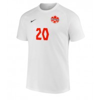 Camisa de Futebol Canadá Jonathan David #20 Equipamento Secundário Mundo 2022 Manga Curta